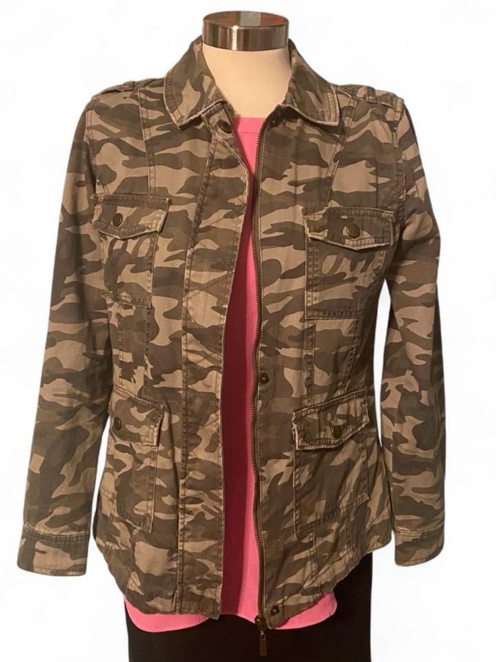 Mudd Women's Tan & Olive Camo Utility Jacket